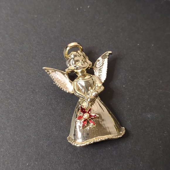 Angel With Red Flower Brooch - Picture 2 of 7